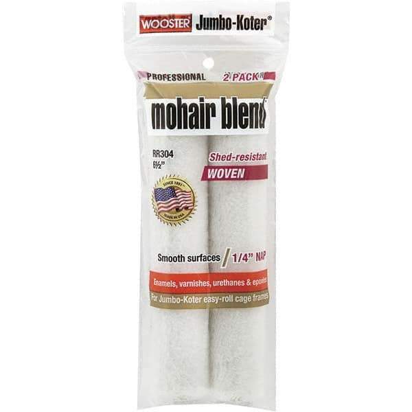 Wooster Brush - 1/4" Nap, 6-1/2" Wide Paint Mini Roller Covers - Smooth Texture, Mohair Blend - Industrial Tool & Supply