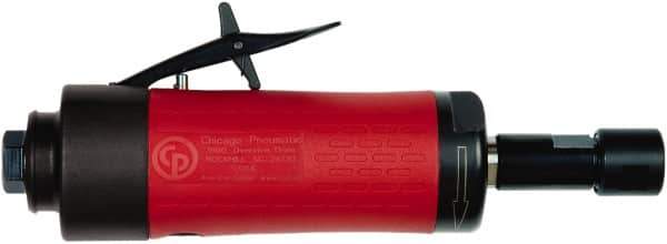 Chicago Pneumatic - 1/4" Collet, Straight Handle, Air Angle Die Grinder - 24,000 RPM, Rear Exhaust, 23.3 CFM, 0.54 hp, 90 psi, 6.35mm Inlet - Industrial Tool & Supply