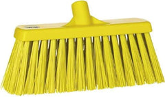 Vikan - 12" Heavy Duty Synthetic Push Broom - 2" Bristle Length, Plastic Block, European Threaded Handle Connection - Industrial Tool & Supply