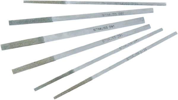 Strauss - 6.69" OAL Medium Flat Needle Diamond File - 0.393" Wide x 0.102" Thick, 1.97 LOC, Gray, 126 Grit - Industrial Tool & Supply