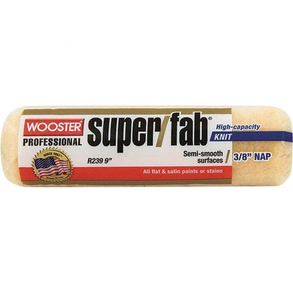 Wooster Brush - 3/8" Nap, 9" Wide Paint Roller - Medium Texture, Synthetic Knit - Industrial Tool & Supply