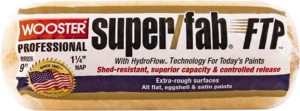 Wooster Brush - 1-1/4" Nap, 9" Wide Paint Roller - Extra-Rough Texture, Synthetic Knit - Industrial Tool & Supply