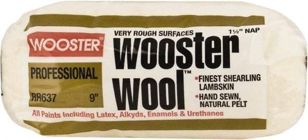 Wooster Brush - 1-1/2" Nap, 9" Wide Paint Roller - Extra-Rough Texture, Lambswool - Industrial Tool & Supply