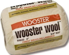 Wooster Brush - 3/4" Nap, 4" Wide Paint Roller - Rough Texture, Lambswool - Industrial Tool & Supply