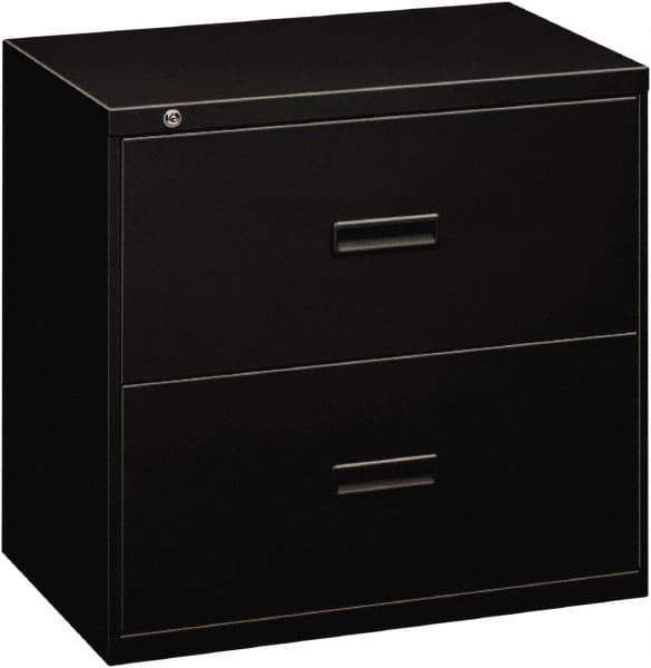 Basyx - 30" Wide x 28-3/8" High x 19-1/4" Deep, 2 Drawer Lateral File - Steel, Black - Industrial Tool & Supply
