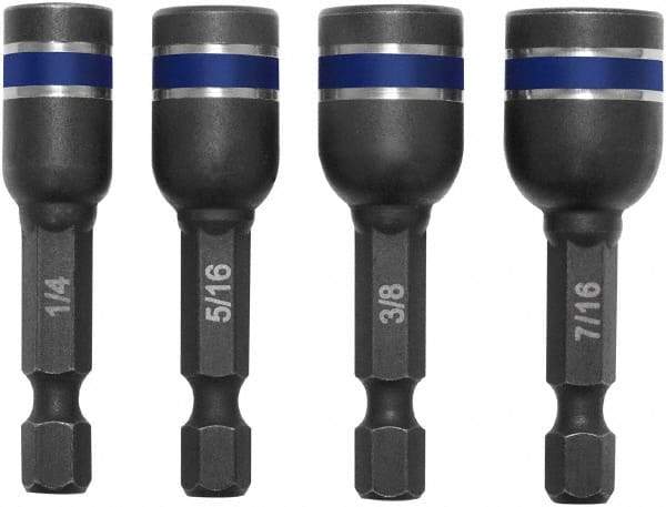 Irwin - 4 Piece, Magnetic Nutsetters Handle, Hex - 1/4 to 7/16" Hex - Industrial Tool & Supply