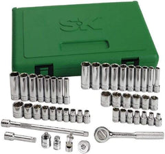 SK - 48 Piece 1/4" Drive Standard Deep Socket Set - 6 Points, 3/16 to 9/16", 4 to 15mm, Inch/Metric Measurement Standard - Industrial Tool & Supply