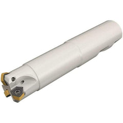 Iscar - 1-1/2" Cut Diam, 0.106" Max Depth, 1-1/4" Shank Diam, Weldon Shank Indexable High-Feed End Mill - Screw Holding Method, H600 WXCU Insert, MF EWX-07 Toolholder, Through Coolant - Industrial Tool & Supply