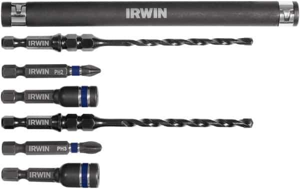 Irwin - 7 Piece 3/16" & 1/4" Concrete Anchor Installation Kit - For Use with Impact Drivers and Rotary Drills - Industrial Tool & Supply