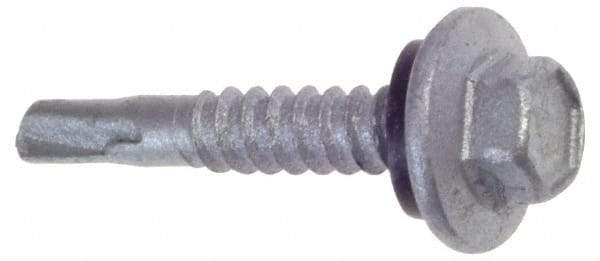 Buildex - 1/4", Hex Washer Head, Hex Drive, 1" Length Under Head, #3 Point, Self Drilling Screw - Steel - Industrial Tool & Supply