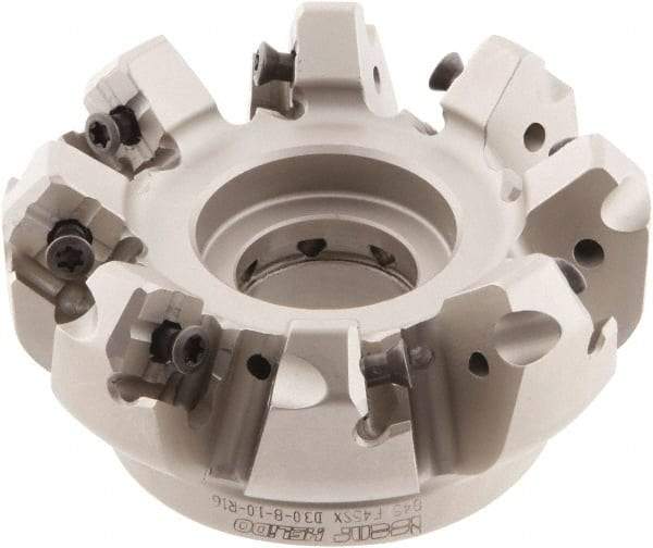Iscar - 3" Cut Diam, 1" Arbor Hole, 0.276" Max Depth of Cut, 45° Indexable Chamfer & Angle Face Mill - 8 Inserts, S845 SX.U 16.. Insert, Right Hand Cut, 8 Flutes, Through Coolant, Series Helido - Industrial Tool & Supply