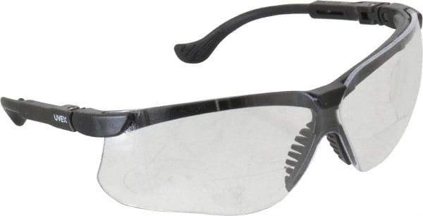 Uvex - +2.5, Clear Lenses, Scratch Resistant, Framed Magnifying Safety Glasses - UV Protection, Adjustable Temples, Black Polycarbonate Frame, ANSI Z87.1-2003 - Industrial Tool & Supply