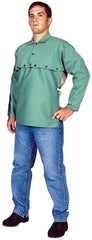 Stanco Safety Products - Size L, 42-44" Chest, 20" Long, Flame Resistant, Cape Sleeves & Bib - Sateen Cotton, 9 oz, Green - Industrial Tool & Supply