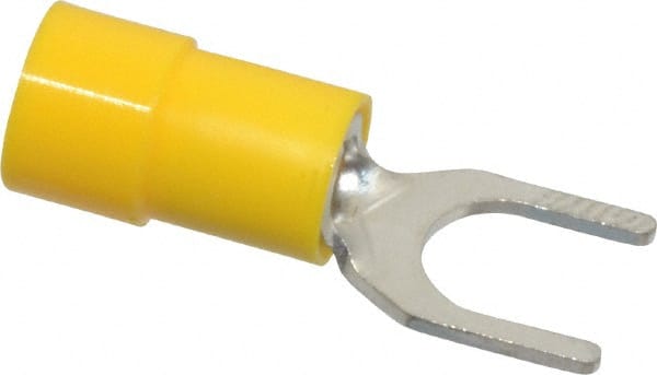 Thomas & Betts - 1/4 Inch Stud, 12 to 10 AWG, Partially Insulated, Crimp, Standard Fork Terminal - Industrial Tool & Supply