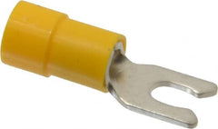 Thomas & Betts - #6 Stud, 12 to 10 AWG Compatible, Partially Insulated, Crimp Connection, Locking Fork Terminal - Industrial Tool & Supply
