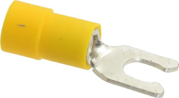 Thomas & Betts - #8 Stud, 12 to 10 AWG Compatible, Partially Insulated, Crimp Connection, Locking Fork Terminal - Industrial Tool & Supply