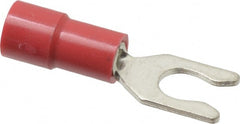 Thomas & Betts - #8 Stud, 22 to 18 AWG Compatible, Partially Insulated, Crimp Connection, Locking Fork Terminal - Industrial Tool & Supply