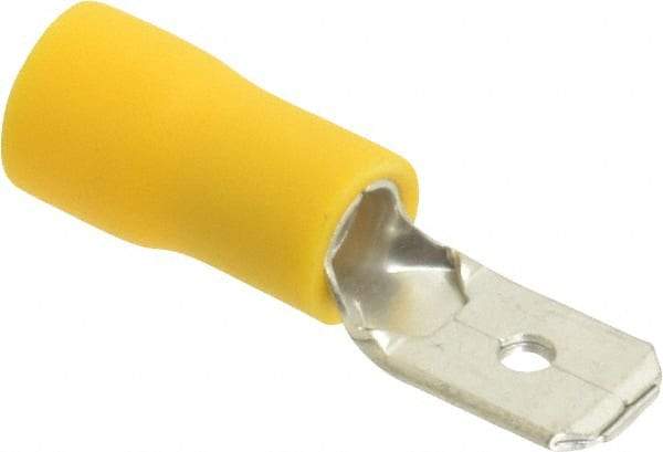 Thomas & Betts - 12 to 10 AWG, Vinyl, Fully Insulated, Male Wire Disconnect - 1/4 Inch Wide Tab, Yellow, RoHS Compliant, UL 94 V-0 - Industrial Tool & Supply