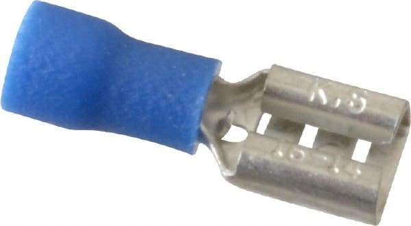 Thomas & Betts - 16 to 14 AWG, Vinyl, Fully Insulated, Female Wire Disconnect - 1/4 Inch Wide Tab, Blue, RoHS Compliant, UL 94 V-0 - Industrial Tool & Supply