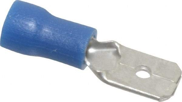 Thomas & Betts - 16 to 14 AWG, Vinyl, Fully Insulated, Male Wire Disconnect - 1/4 Inch Wide Tab, Blue, RoHS Compliant, UL 94 V-0 - Industrial Tool & Supply