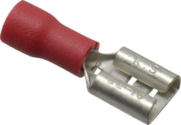 Thomas & Betts - 22 to 16 AWG, Vinyl, Fully Insulated, Female Wire Disconnect - 1/4 Inch Wide Tab, Red, RoHS Compliant, UL 94 V-0 - Industrial Tool & Supply