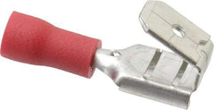 Thomas & Betts - 22 to 16 AWG, Vinyl, Fully Insulated, Piggyback Wire Disconnect - 1/4 Inch Wide Tab, Red, RoHS Compliant, UL 94 V-0 - Industrial Tool & Supply