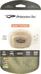 Princeton Tec - Red LED Bulb, 78 Lumens, Hands-free Flashlight - Tan Plastic Body, 3 AAA Batteries Not Included - Industrial Tool & Supply