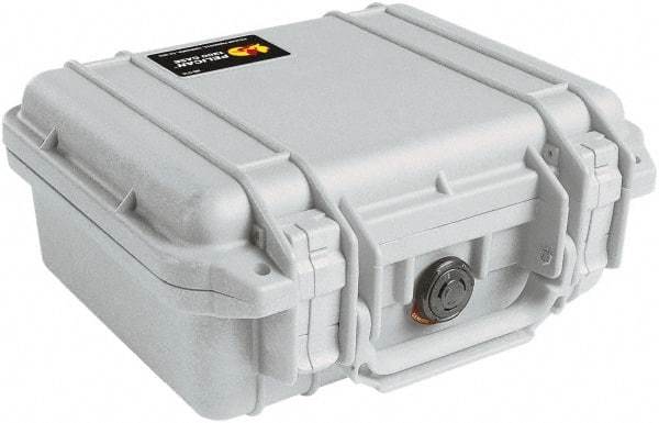 Pelican Products, Inc. - 9-11/16" Wide x 4-7/8" High, Clamshell Hard Case - Silver, Polyethylene - Industrial Tool & Supply