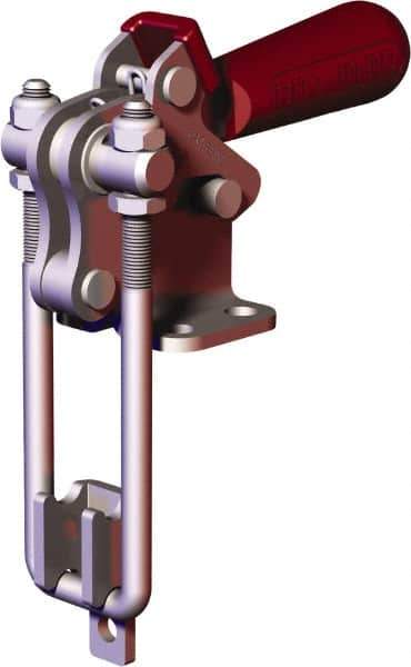 De-Sta-Co - 1,000.4 Lb Capacity, Vertical, U Hook, Flanged Base, Carbon Steel Pull Action Latch Clamp - 2.04" Drawing Movement, 4.12" OAL, Threaded U Hook, Straight Handle - Industrial Tool & Supply