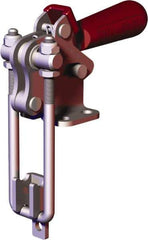 De-Sta-Co - 1,000.4 Lb Capacity, Vertical, U Hook, Flanged Base, Carbon Steel Pull Action Latch Clamp - 2.04" Drawing Movement, 4.12" OAL, Threaded U Hook, Straight Handle - Industrial Tool & Supply