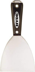 Hyde Tools - 4" Wide Chisel Edge Blade Stainless Steel Putty Knife - Flexible, Hammerhead Nylon Handle, 8-1/4" OAL - Industrial Tool & Supply