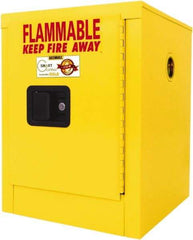 Securall Cabinets - 1 Door, 1 Shelf, Yellow Steel Standard Safety Cabinet for Flammable and Combustible Liquids - 22" High x 17" Wide x 17" Deep, Manual Closing Door, 3 Point Key Lock, 4 Gal Capacity - Industrial Tool & Supply
