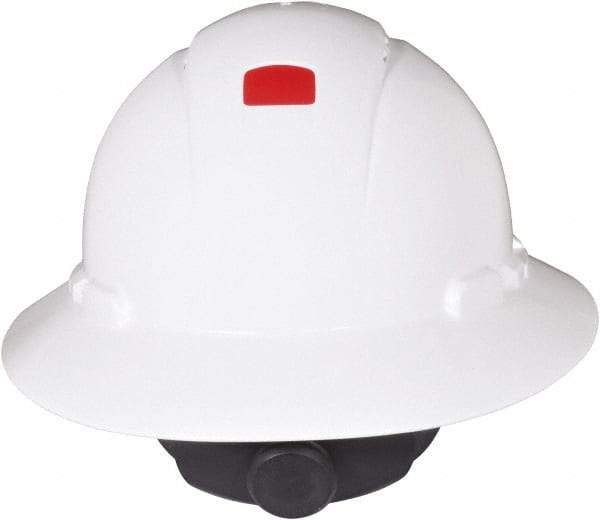 3M - ANSI Type I, Class C Rated, 4-Point, Ratchet Adjustment Hard Hat - Size 6-1/2 to 8, White, Full Brim, Vented - Industrial Tool & Supply