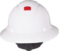3M - ANSI Type I, Class C Rated, 4-Point, Ratchet Adjustment Hard Hat - Size 6-1/2 to 8, White, Full Brim, Vented - Industrial Tool & Supply