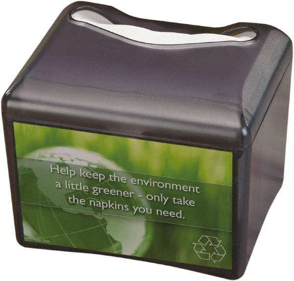 San Jamar - 6-1/2 x 6-1/8 x 6-7/8, Napkin Dispenser - Control Face with Advertising Insert, Black Pearl - Industrial Tool & Supply