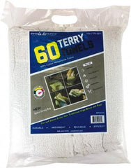 PRO-SOURCE - 14 Inch Long x 17 Inch Wide Virgin Terry Cotton Towels - White, Terry Cloth, Medium Lint, 60 Sheets per Pack - Industrial Tool & Supply