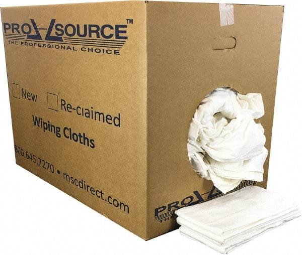 PRO-SOURCE - 12 Inch Long x 20 Inch Wide Virgin Cotton Diaper Rags - White, Knit, Lint Free, 50 Lbs. at 2 to 4 per Pound, Box - Industrial Tool & Supply