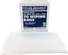 PRO-SOURCE - 10 Inch Long x 15 Inch Wide Virgin Cotton Rags - White, Knit, Lint Free, 70 Sheets per Pack, Box - Industrial Tool & Supply