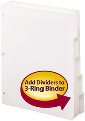 SMEAD - 8 1/2 x 11" 5 Tabs, 3-Hole Punched, Tab Divider - White - Industrial Tool & Supply