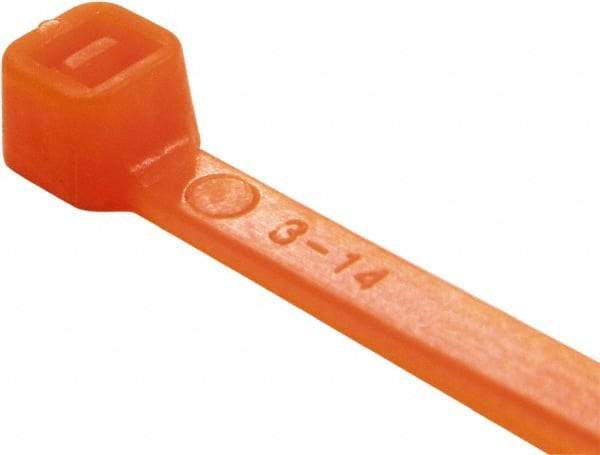 Value Collection - 8" Long Orange Nylon Standard Cable Tie - 50 Lb Tensile Strength, 54mm Max Bundle Diam - Industrial Tool & Supply