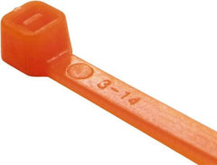 Value Collection - 11" Long Orange Nylon Standard Cable Tie - 50 Lb Tensile Strength, 81mm Max Bundle Diam - Industrial Tool & Supply