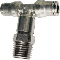 Legris - 6mm Outside Diam, 1/8 BSPT, Nickel Plated Brass Push-to-Connect Tube Male Branch Tee - 435 Max psi, Tube to Male BSPT Connection, FKM O-Ring - Industrial Tool & Supply