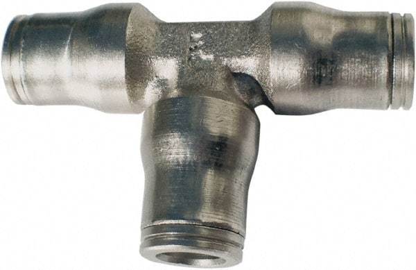 Legris - 5/16" Outside Diam, Nickel Plated Brass Push-to-Connect Tube Union Tee - 435 Max psi, Tube to Tube Connection, FKM O-Ring - Industrial Tool & Supply