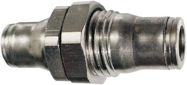 Legris - 3/8" Outside Diam, Nickel Plated Brass Push-to-Connect Tube Bulkhead Union - 435 Max psi, Tube to Tube Connection, FKM O-Ring - Industrial Tool & Supply