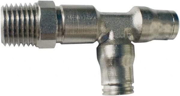 Legris - 8mm Outside Diam, 1/4 BSPT, Nickel Plated Brass Push-to-Connect Tube Male Run Tee - 435 Max psi, Tube to Male BSPT Connection, FKM O-Ring - Industrial Tool & Supply