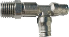 Legris - 4mm Outside Diam, 1/8 BSPT, Nickel Plated Brass Push-to-Connect Tube Male Run Tee - 435 Max psi, Tube to Male BSPT Connection, FKM O-Ring - Industrial Tool & Supply