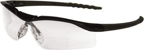 MCR Safety - +2.5, Clear Lenses, Scratch Resistant, Framed Magnifying Safety Glasses - Size Universal, Wrap Around, Black Frame - Industrial Tool & Supply