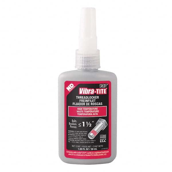 Vibra-Tite - 50 mL Bottle, Red, High Temp/High Strength Threadlocker - Industrial Tool & Supply