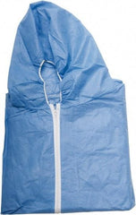 PRO-SAFE - Size 4XL SMS Chemical Resistant Coveralls - Blue, Zipper Closure, Elastic Cuffs, Elastic Ankles, Serged Seams, ISO Class 6 - Industrial Tool & Supply
