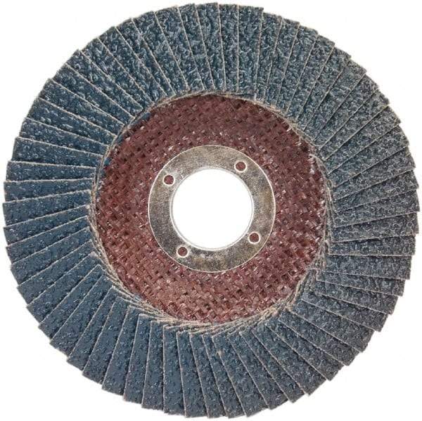 Norton - 60 Grit, 7" Disc Diam, 7/8" Center Hole, Type 29 Zirconia Alumina Flap Disc - 8,500 Max RPM, Plastic Backing, Arbor Attaching System, Coated - Industrial Tool & Supply